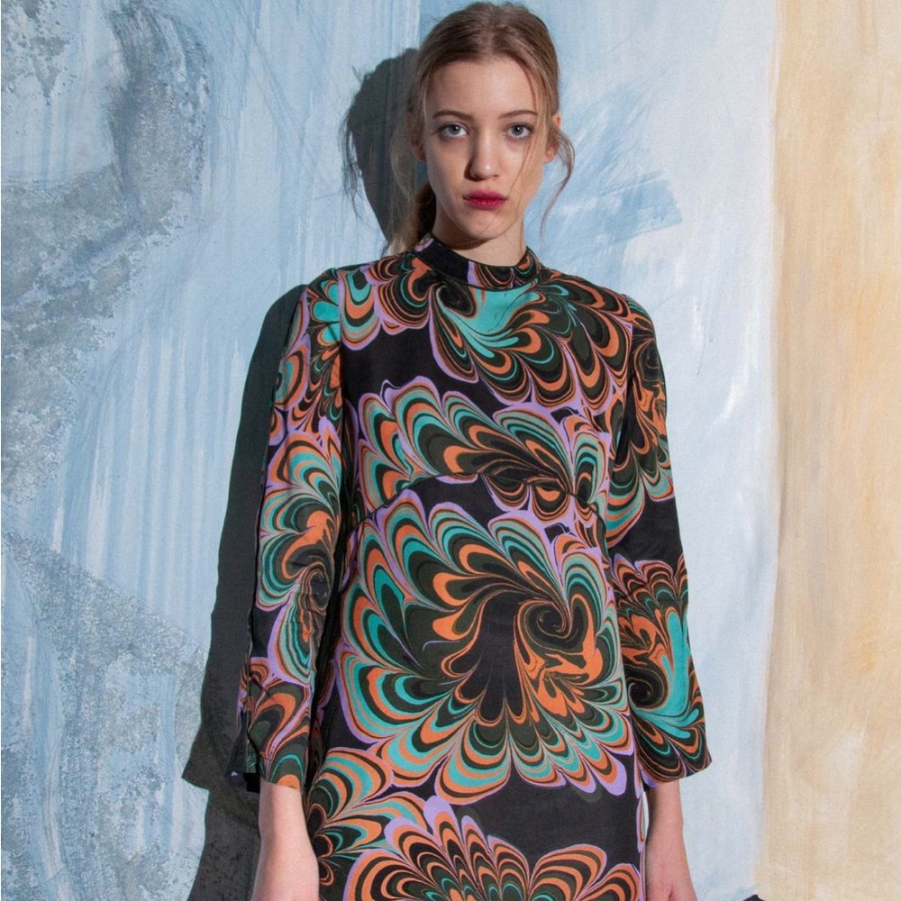 Untitled in Motion Multicolor Swirl Pattern Potens Morpha Dress